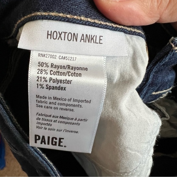 Paige Hoxton Ankle Dark Blue Denim Jeans - Picture 6 of 8